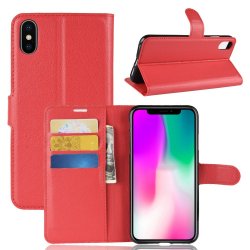 Apple iPhone Xr Plånboksetui PU-læder Litchi Rød