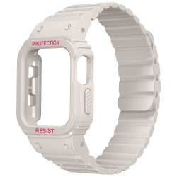 Apple Watch 44/45mm Armbånd Cover Silikone Magnetlukning Hvid