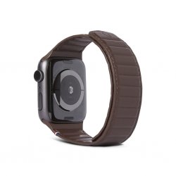 Apple Watch 42/44/45mm Armbånd Leather Magnetic Traction Strap Lite Brown
