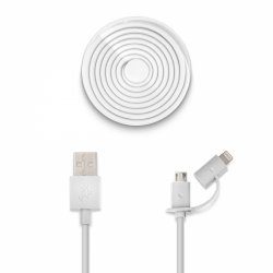 DUO Micro-USB/Lightning Kabel 1.2 meter Vit