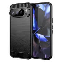 Google Pixel 10/Pixel 10 Pro Cover Børstet Karbonfibertekstur Sort