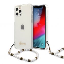 iPhone 12 Pro Max Cover Script & Pearls Hvid Klar