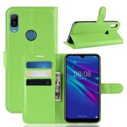 Huawei Y6 2019 Plånboksetui Litchi PU-læder Grøn