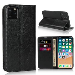 iPhone 11 Pro Plånboksetui Kortholder Ægte Læder Sort