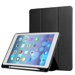 iPad Air 2019 / iPad Pro 10.5 Etui Nappalædertekstur PU-læder Penalhus Sort