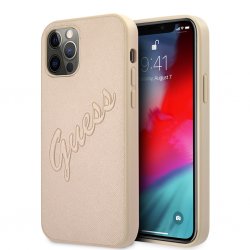 iPhone 12 Pro Max Cover Saffiano Vintage Script Guld