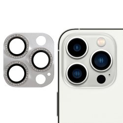 iPhone 13 Pro/iPhone 13 Pro Max Kameralinsebeskytter Rhinestone Sølv