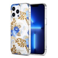 iPhone 13 Pro Max Cover Blomstermønster MagSafe Blå Guld