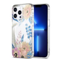 iPhone 13 Pro Max Cover Blomstermønster MagSafe Lyserød Blå