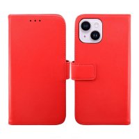 iPhone 14 Etui Ægte læder Kortholder Rød