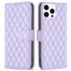 iPhone 14 Pro Etui Rombemønster Lilla