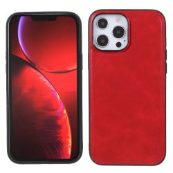 iPhone 14 Pro Cover Lædertekstur Rød