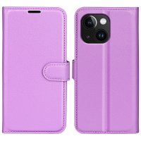 iPhone 15 Plus Etui Litchi Lilla