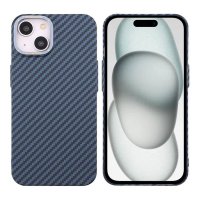 iPhone 15 Plus Cover Kulfibermønster Blå
