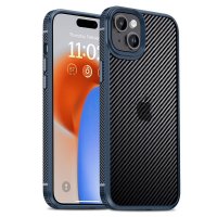 iPhone 15 Plus Cover Kulfibermønster Blå
