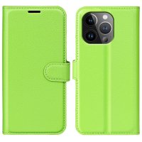 iPhone 15 Pro Etui Litchi Grøn