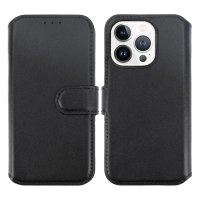 iPhone 15 Pro Max Etui Ægte Læder Sort
