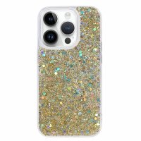 iPhone 15 Pro Max Cover Glitterpailletter Guld