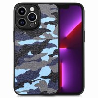 iPhone 15 Pro Max Cover Camouflage Blå