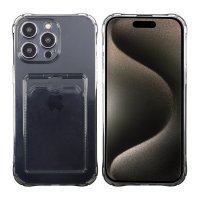 iPhone 15 Pro Max Cover Kortholder Stødabsorberende Sort