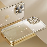 iPhone 15 Cover Glitter Transparent Guld