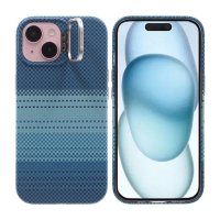 iPhone 15 Cover Sammenklappelig Stativ MagSafe Stribet Blå