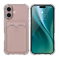 iPhone 16 Cover Kortholder Stødabsorberende Sort