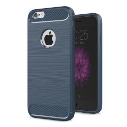 iPhone 6/6S Plus Cover Børstet Karbonfibertekstur Blå