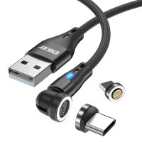 Kabel 2-in-1 USB-A til Lightning/USB-C 1m Sort