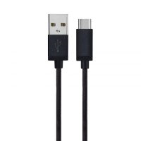 Kabel Flettet USB-A/USB-C 1.8m Sort