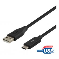 Kabel USB-C USB-A 1m Sort