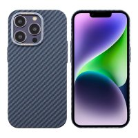 iPhone 14 Pro Cover Kulfibermønster Blå