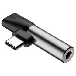 L41 USB Type-C till USB Type-C och 3.5mm Ljud Ut Sort Sølv