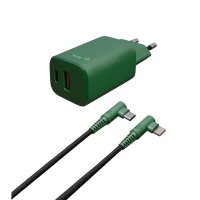 Oplader med Kabel Travel Kit Type C - Type C + Dual Charger Forest Green