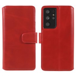 Samsung Galaxy S21 Ultra Etui Ægte Læder Poppy Red