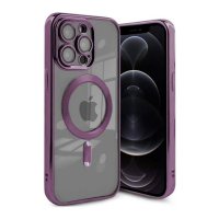 iPhone 12 Pro Max Cover Glitter Transparent MagSafe Lilla