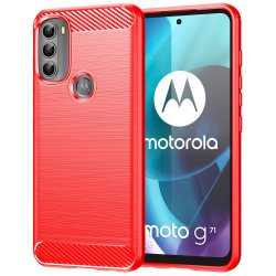 Motorola moto g71 5G Cover Børstet Karbonfibertekstur Rød