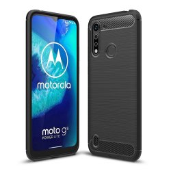 Motorola Moto G8 Power Lite Cover Børstet Kulfibertekstur Sort
