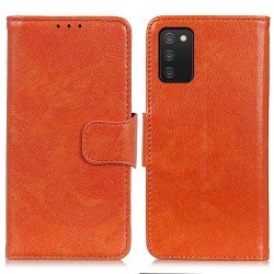 Samsung Galaxy A03s Etui Nappalædertekstur Orange