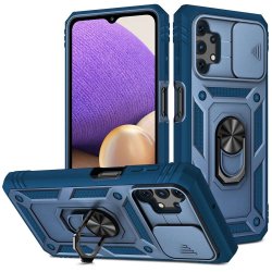 Samsung Galaxy A32 5G Cover Kamera beskyttelse Stativfunksjon Blå