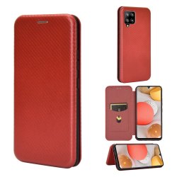 Samsung Galaxy A42 5G Etui Kulfibertekstur Rød