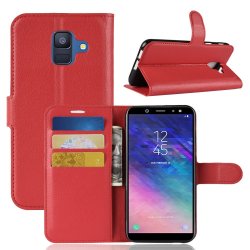 Samsung Galaxy A6 2018 Plånboksetui PU-læder Litchi Rød