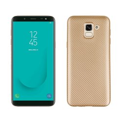 Samsung Galaxy J6 2018 MobilCover TPU Kulfiberlook Guld