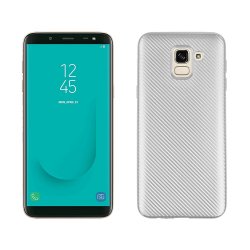 Samsung Galaxy J6 2018 MobilCover TPU Kulfiberlook Sølv