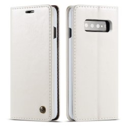 Samsung Galaxy S10 Plus Plånboksetui Retro Vokset PU-læder Hvid