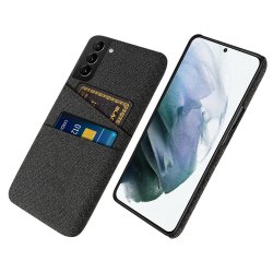 Samsung Galaxy S22 Cover Kortholder til to kort Stof Sort
