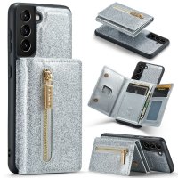 Samsung Galaxy S24 Cover M3 Series Aftageligt Kortholder Glitter Sølv