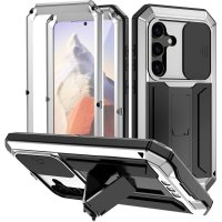 Samsung Galaxy S24 Cover Metal Stødabsorberende Kamerabeskyttels Sølv