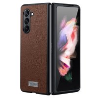 Samsung Galaxy Z Fold 5 Cover Litchi Kaffe