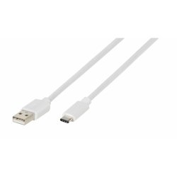 Type C till USB 2.0 Kabel 0.5 Meter Hvid